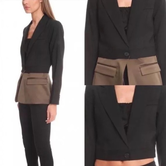 SMYTHE convertible black and khaki blazer size 12 - Picture 2 of 13